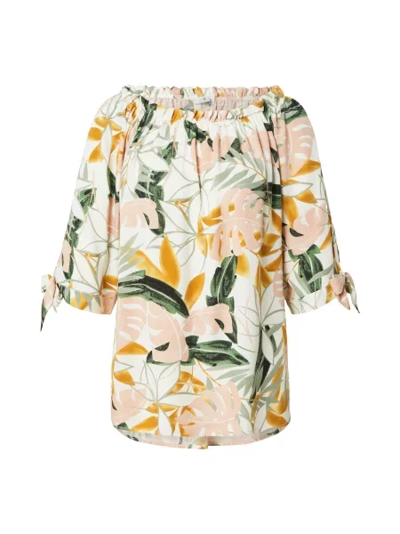 Hailys Bluză galben auriu / verde pastel / verde închis / natural alb