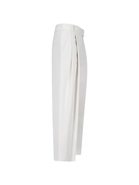 Pantaloni Giorgio Armani de mătase alb