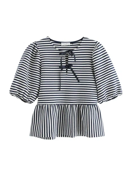 Lindex Tricou Thea bleumarin alb