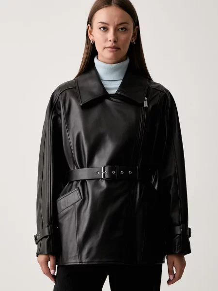 Trussardi jachetă pentru femei din piele negru
