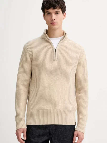 G-Star pulover din amestec de lână călduros cu turtleneck bej