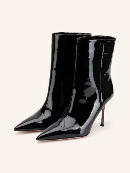Aquazzura Lakované Kotníkové Boty Harper černá