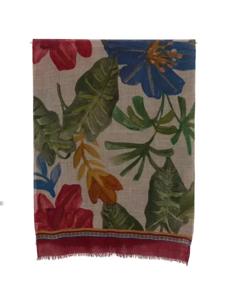 Fular Claudio Cutuli cu model floral gri