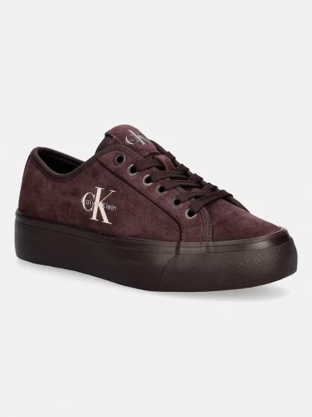 Pantofi Calvin Klein Jeans din piele de căprioară maro