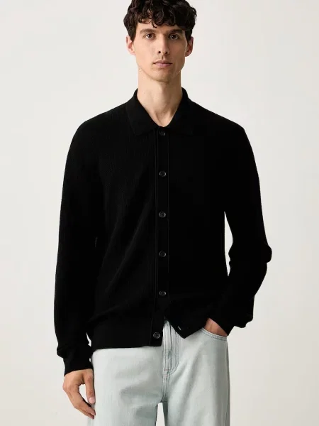 BOSS cardigan pentru bărbați cu lână C-Laconico negru
