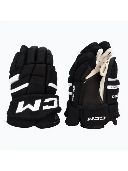 Gyerek jégkorong kesztyűk CCM Tacks JR Gloves black/white. Méret: fehér