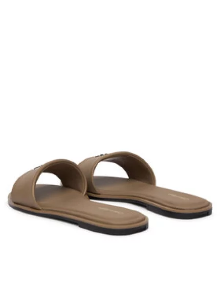 Calvin Klein Natikači Round Flat Sndl Lth Bar Hw 2 bež