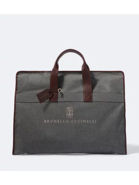 Geantă Brunello Cucinelli din piele gri