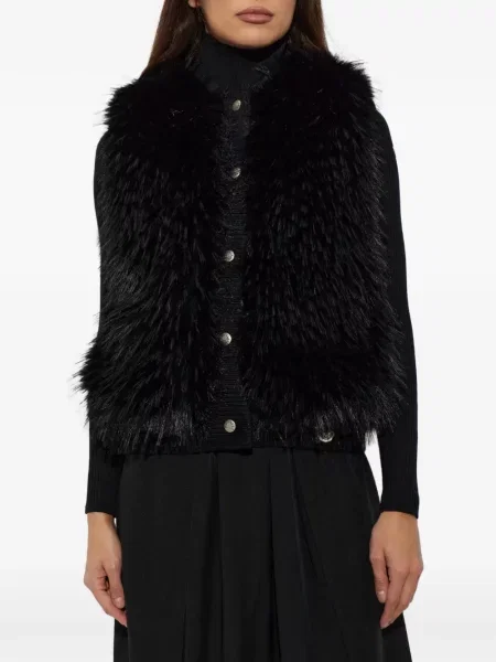 Vestă din puf Moncler de lână negru
