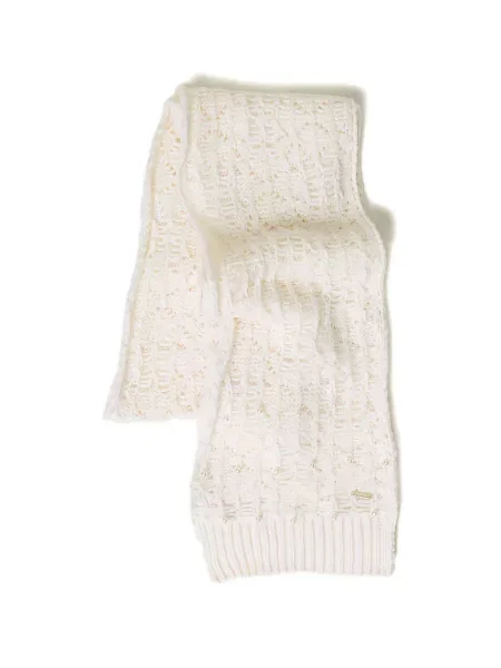 Fular Twinset cu perle alb