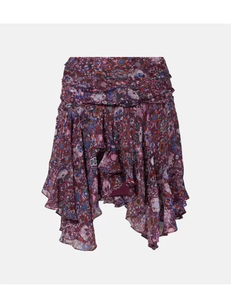 Fustă Marant Etoile cu model floral cu volane violet