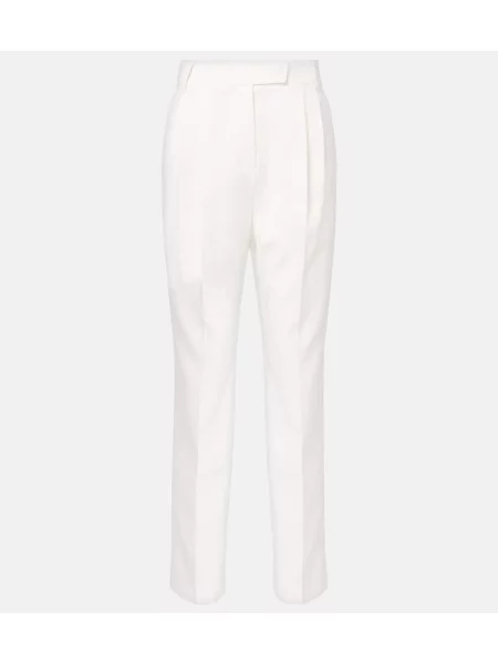 Pantaloni The Frankie Shop cu talie înaltă alb