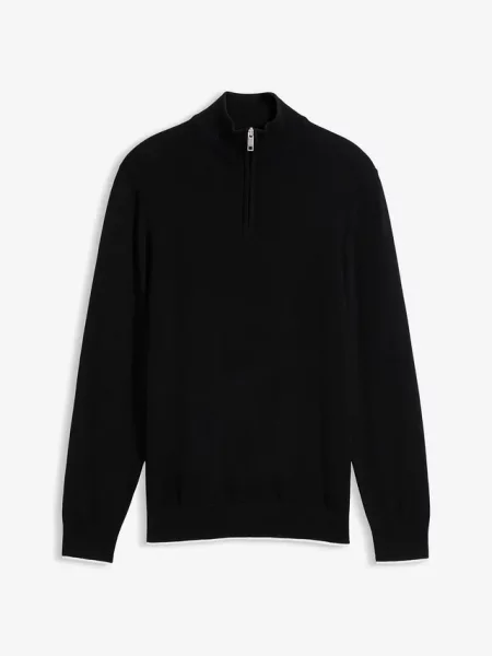 Elegancki sweter ze stójką z bawełny czarny