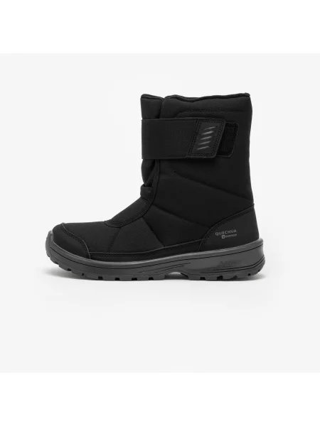 Buty turystyczne dla dzieci Quechua Warm zapinane na rzep wodoodporne czarne