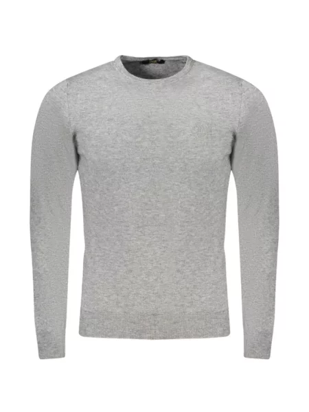 Pulover Cavalli Class cu broderie cu decolteu rotund gri