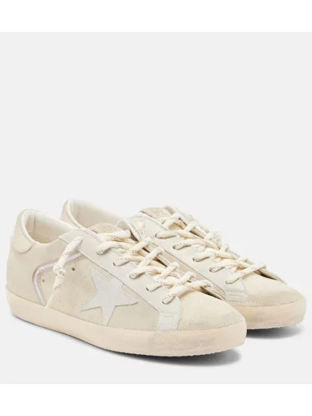 Sneakerși Golden Goose din piele de căprioară alb