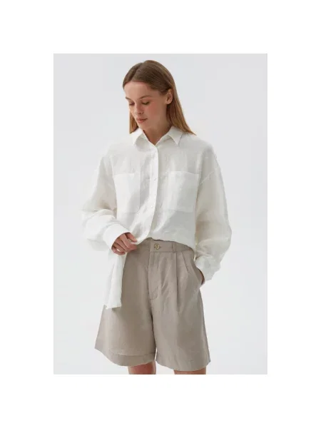 Шорти бермуди з льону Estro бежеві