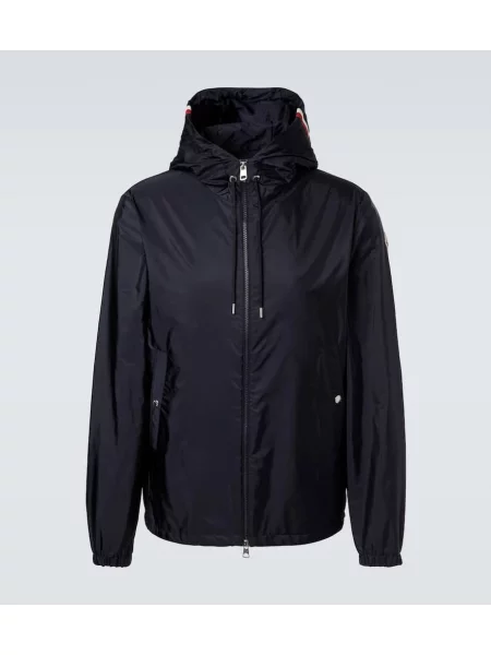 Geacă Moncler cu glugă albastru