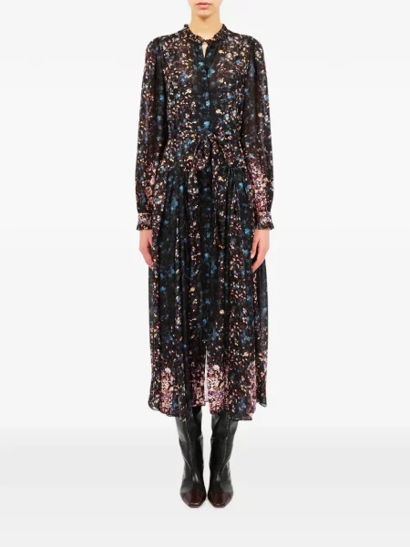 Rochie midi Ulla Johnson de mătase cu model floral cu imagine negru