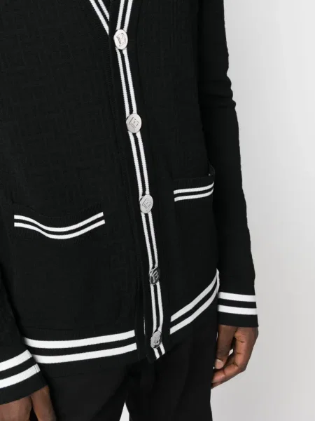 Cardigan Balmain cu decolteu în V negru
