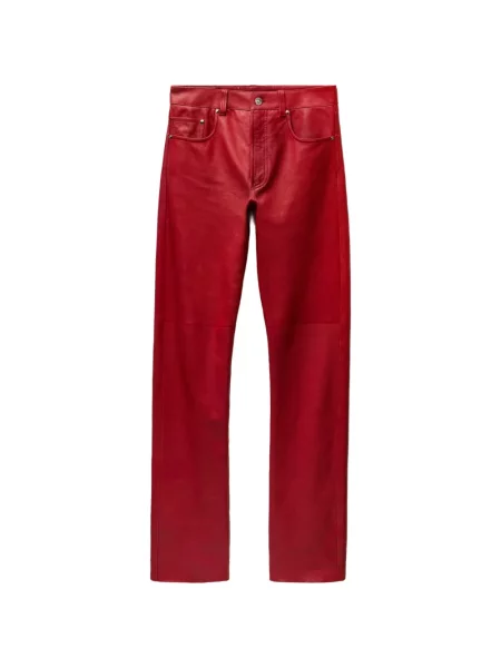 Pantaloni Versace din piele roșu