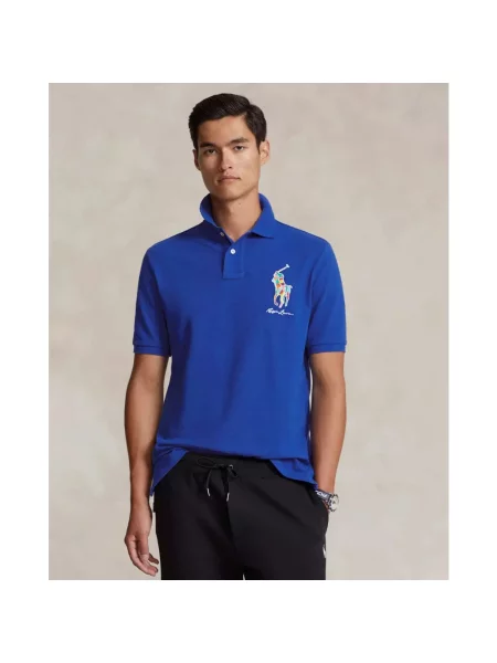 Koszulka polo o kroju classic fit z wyhaftowanym logo Polo Ralph Lauren niebieskie