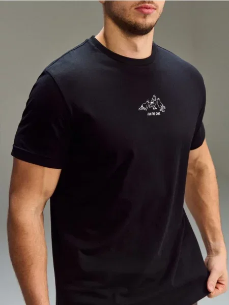 Sinsay koszulka z nadrukiem czarny