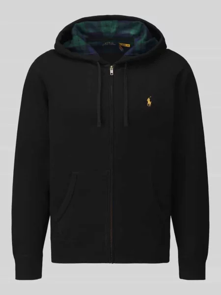 Bluza rozpinana z kontrastową podszewką na kołnierzu Polo Ralph Lauren czarna