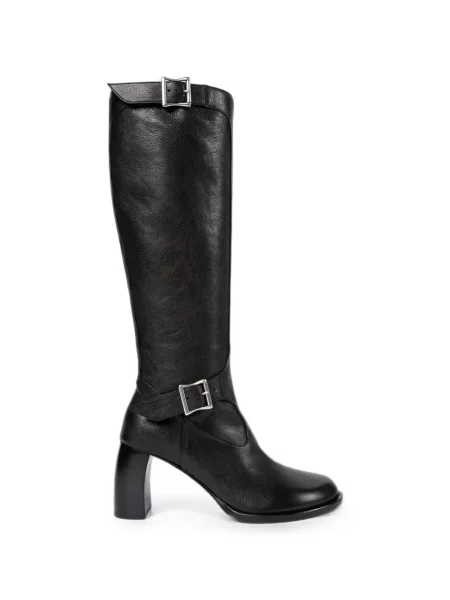Botine Ann Demeulemeester din piele cu cataramă negru
