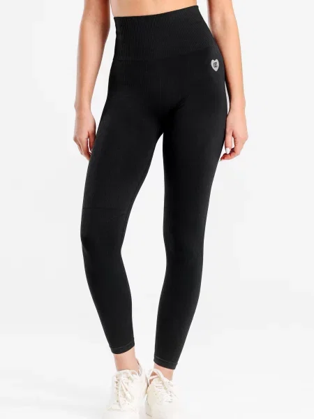 Legginsy bezszwowe prążkowane Sunset czarne