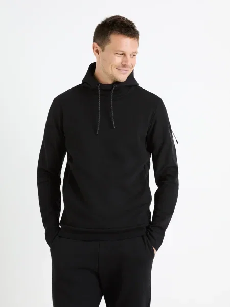 Pulover Celio cu glugă negru