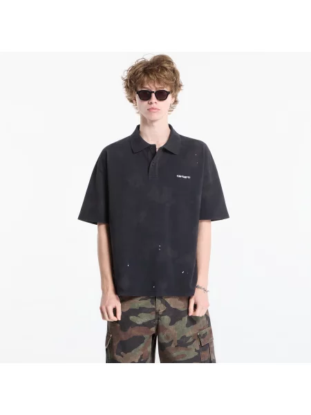 T-shirt Carhartt WIP S/S Painter Polo UNISEX Black Destroy Wash Splatter XXL czarna