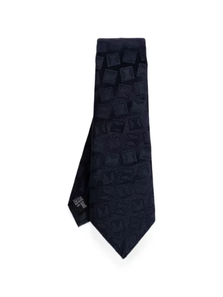 Cravată Giorgio Armani cu imprimeu geometric albastru