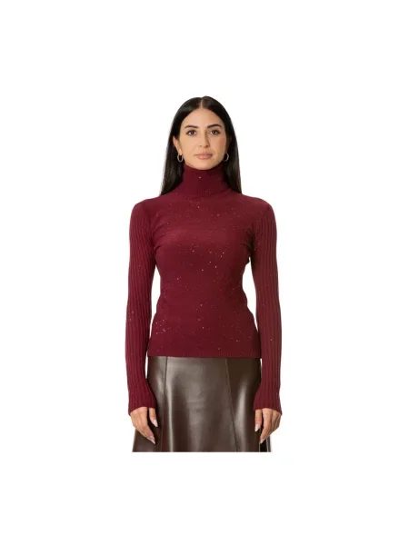 Sweter z golfem Simona Corsellini wełniany czerwony