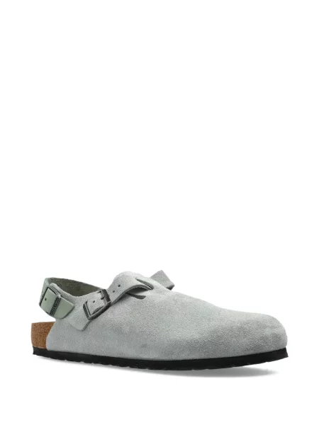 Saboți Birkenstock din piele de căprioară gri