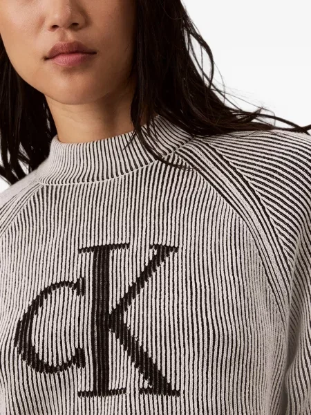 Πουλόβερ Calvin Klein με αυτόγραφο μαύρο