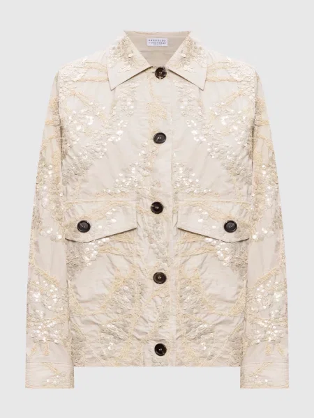 Куртка Brunello Cucinelli с вышивкой бежевая