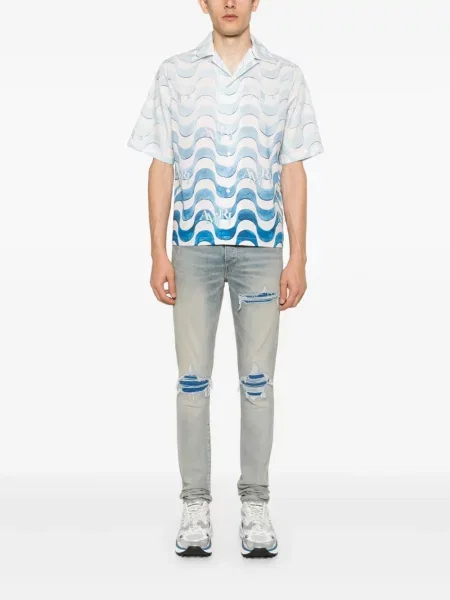 Liesas skinny fit džinsai Amiri mėlyna