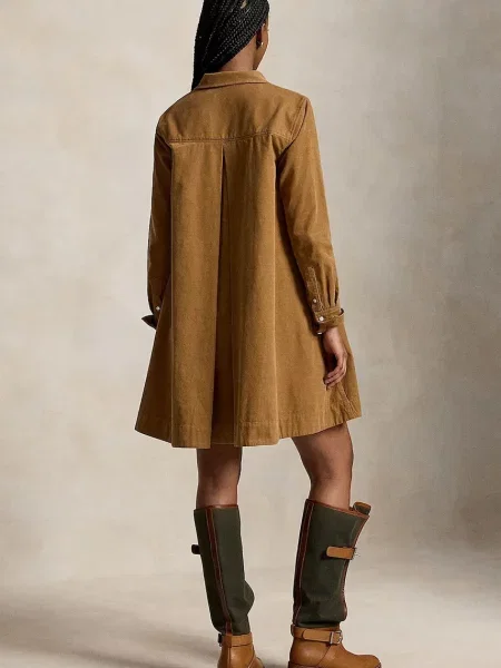 POLO RALPH LAUREN Rochie | catifea reiată maro