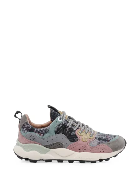 Sneakerși Flower Mountain din piele de căprioară cu model floral gri