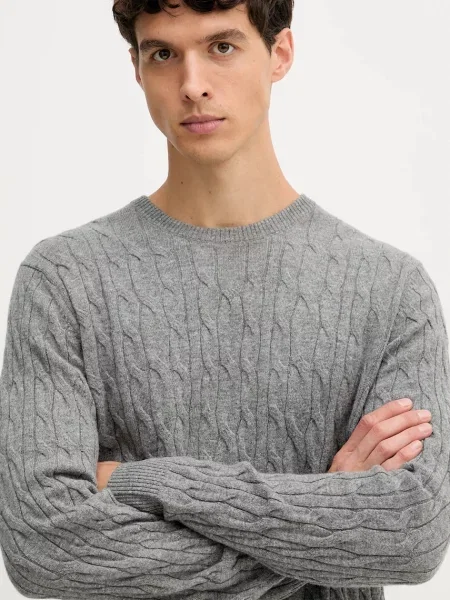 Шерстяной легкий свитер Hackett London серый