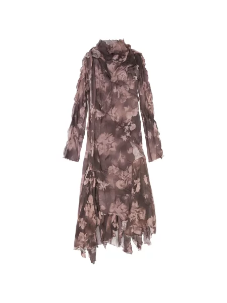 Rochie midi Diesel de mătase maro