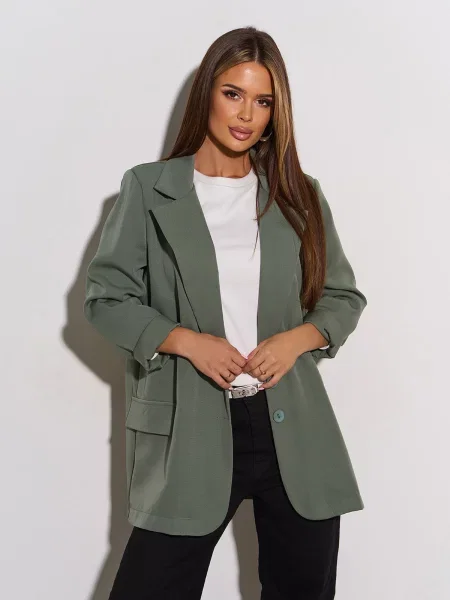 Піджак ISSA Plus оливковий комбінований верх