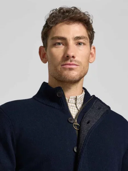 Kardigan ze stójką Essential PATCH Barbour granatowy