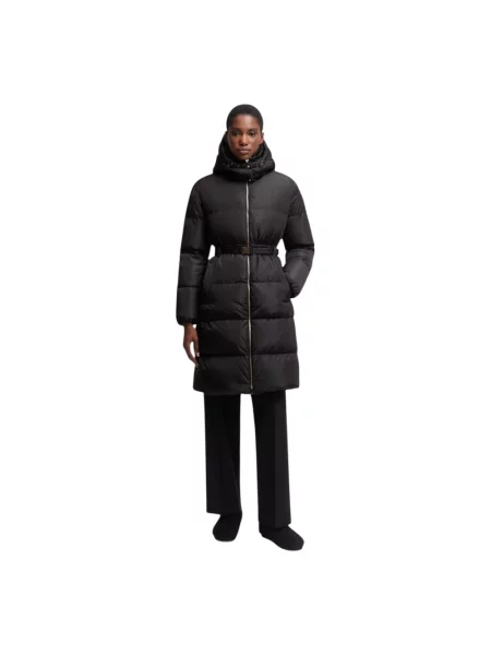 Kurtka skórzana Moncler z kapturem czarna