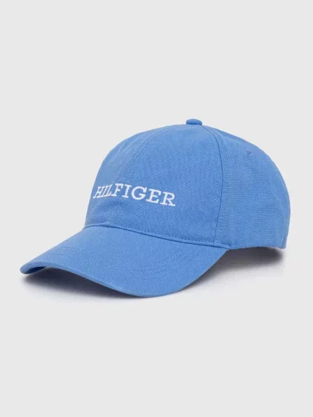 Шапка с козирка Tommy Hilfiger с апликация синьо