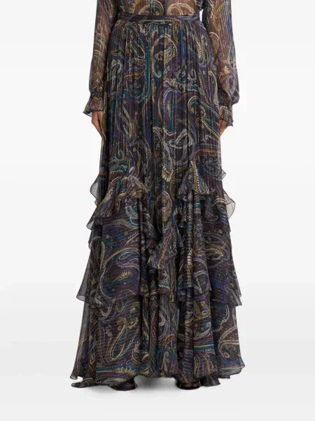Fusta maxi Etro de mătase cu model paisley negru