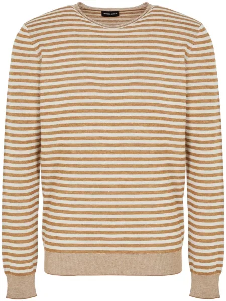 Pulover Giorgio Armani cu decolteu rotund maro