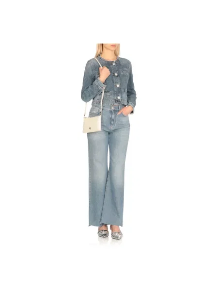 Pinko kopertówka skórzana beżowy biała