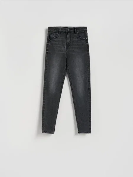 Reserved Roztrhané džínsy slim fit šedá